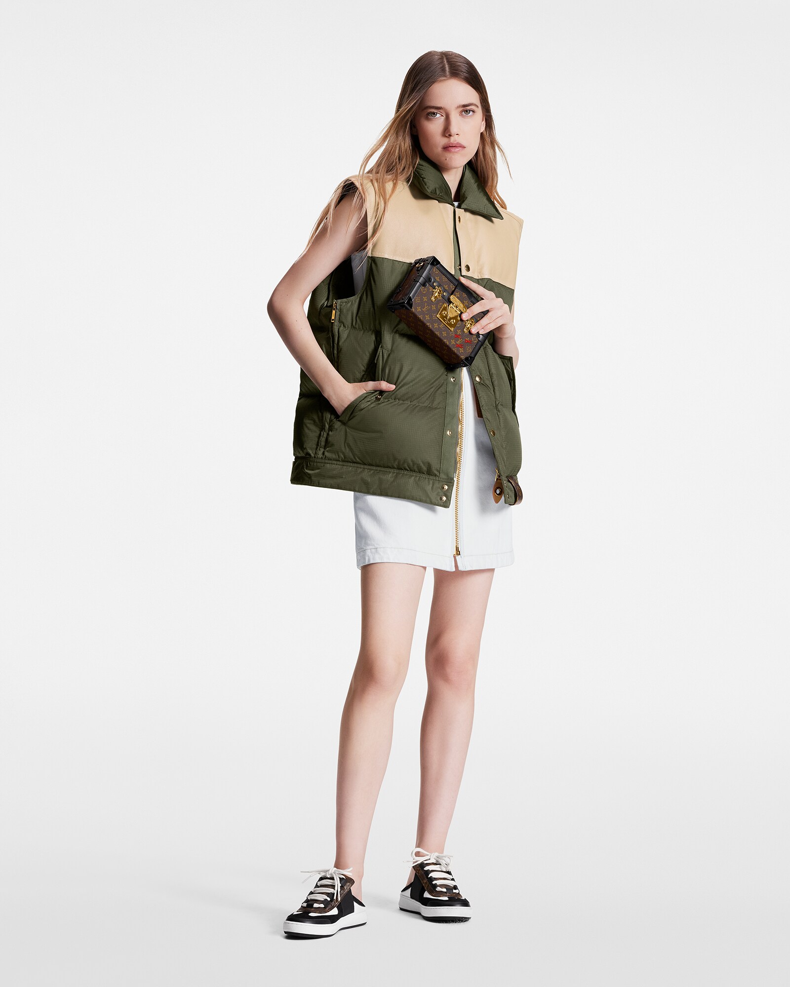 Leather Accent Sleeveless Puffer Jacket - Ready to Wear | LOUIS 